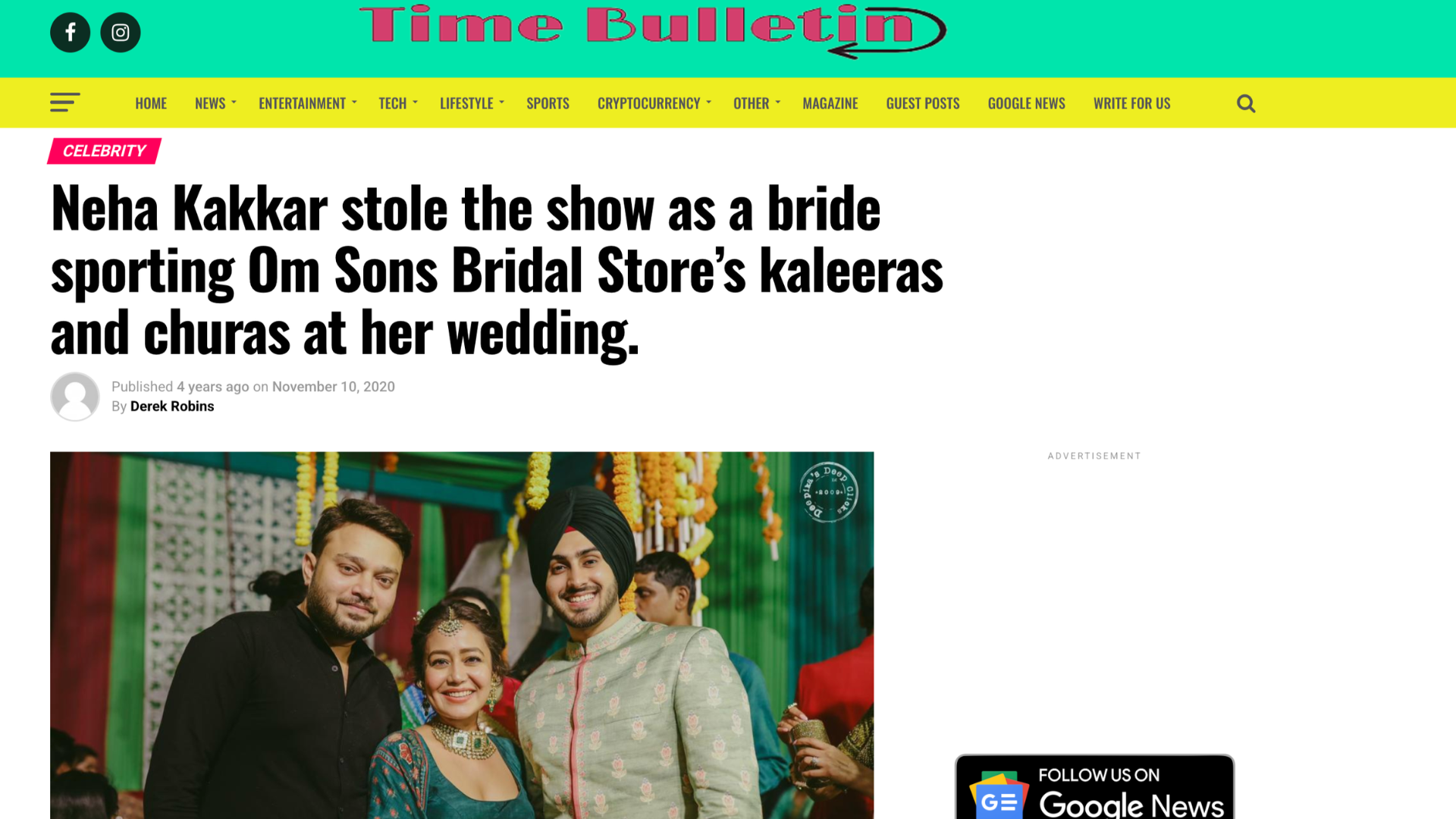 Neha Kakkar Stole The Show As-a Bride Sporting Om Sons Bridal Stores Kaleeras and Churas at Her Wedding