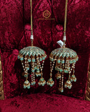 Gold plated meenakari kaleera mint green Saj4029950