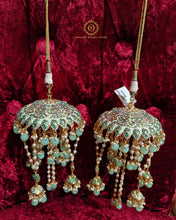 Gold plated meenakari kaleera mint green Saj4029950