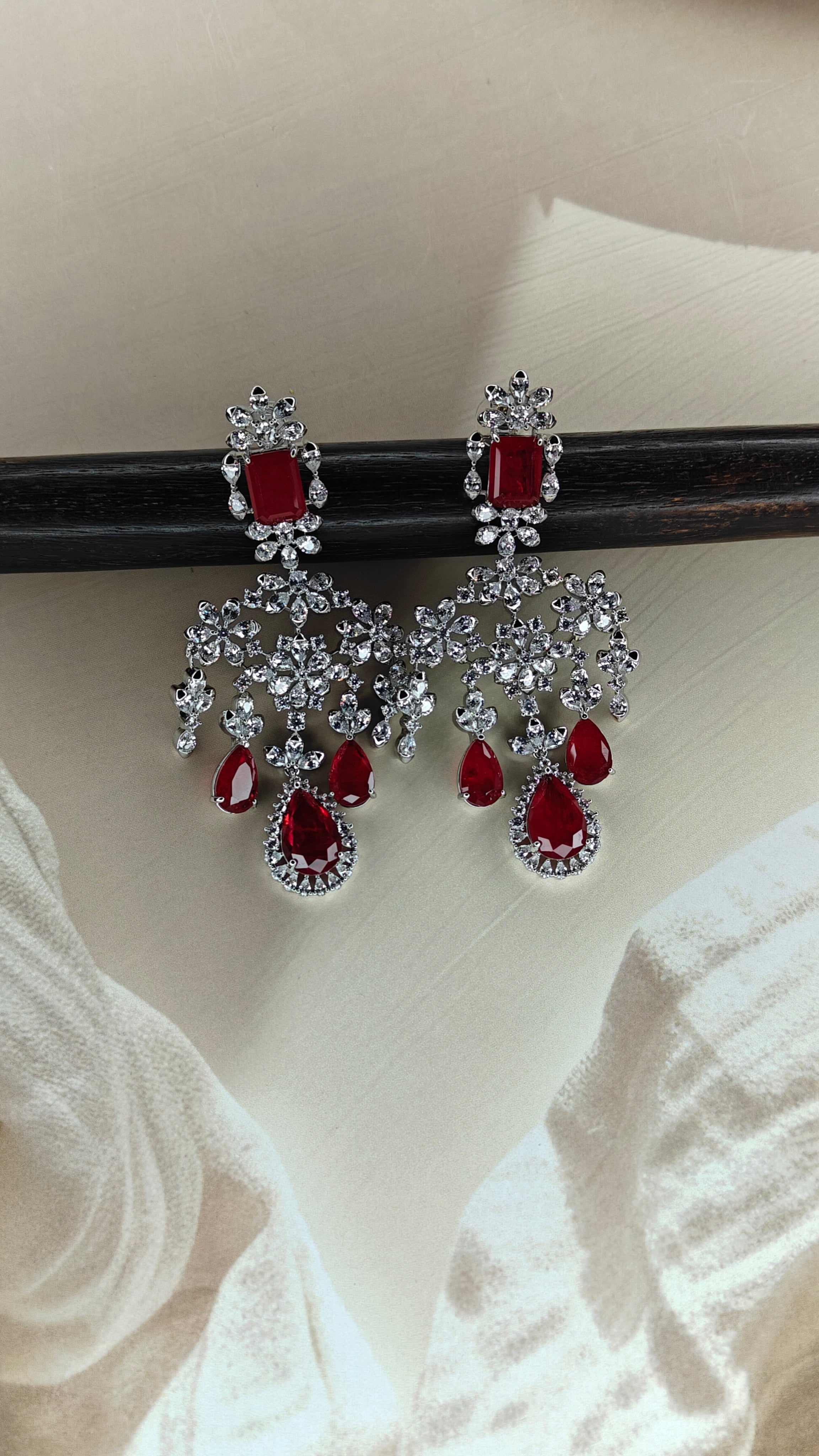 Ruby Lab Grown Diamond Necklace Set