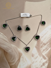 Lab Grown Emerald Green Diamond Necklace Set OS108