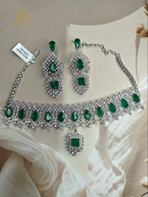 Lab Grown Emerald Green Diamond Necklace Set OS448