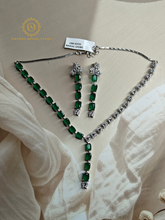 Lab Grown Emerald Green Diamond Necklace Set RNK4015440