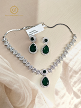 Lab Grown Emerald Green Diamond Necklace Set RNK4016040