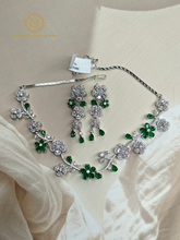Lab Grown Emerald Green Diamond Necklace Set RNK4018440