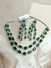 Lab Grown Emerald Green Diamond Necklace Set RNK4019440