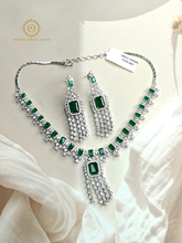 Lab Grown Emerald Green Diamond Necklace Set RNK4023240