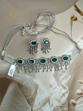 Lab Grown Emerald Green Diamond Necklace Set RNK4036040
