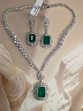 Lab Grown Emerald Green Diamond Necklace Set RNK4036440