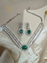 Lab Grown Emerald Green Diamond Necklace Set RNK4042440