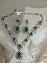 Lab Grown Emerald Green Diamond Necklace Set RNK4044140