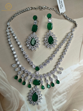Lab Grown Emerald Green Diamond Necklace Set RNK4047240
