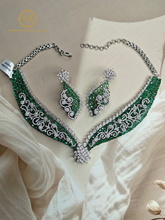 Lab Grown Emerald Green Diamond Necklace Set RNK4048040
