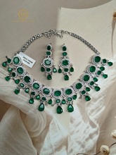Lab Grown Emerald Green Diamond Necklace Set RNK4061840