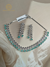 Lab Grown Light Green Diamond Necklace Set RNK4019640