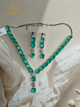 Lab Grown Light Green Diamond Necklace Set RNK4028440