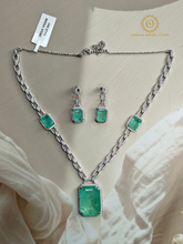 Lab Grown Light Green Diamond Necklace Set RNK4036540