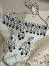 Lab Grown Sapphire Blue Diamond Necklace Set OS540