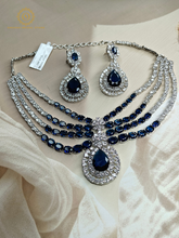 Lab Grown Sapphire Blue Diamond Necklace Set PDMVT4028840