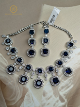 Lab Grown Sapphire Blue Diamond Necklace Set PDMVT4034040