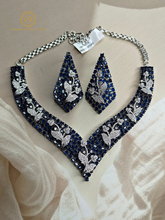 Lab Grown Sapphire Blue Diamond Necklace Set PDMVT4045040