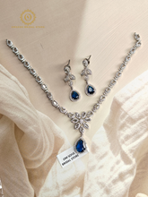 Lab Grown Sapphire Blue Diamond Necklace Set RNK4014540