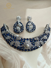 Lab Grown Sapphire Blue Diamond Necklace Set RNK4060940