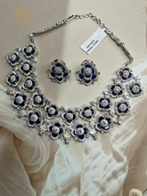 Lab Grown Sapphire Blue Diamond Necklace Set RNK4079840