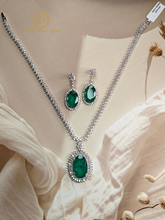 Lab Grown Emerald Green Diamond Necklace Set RNK4034540