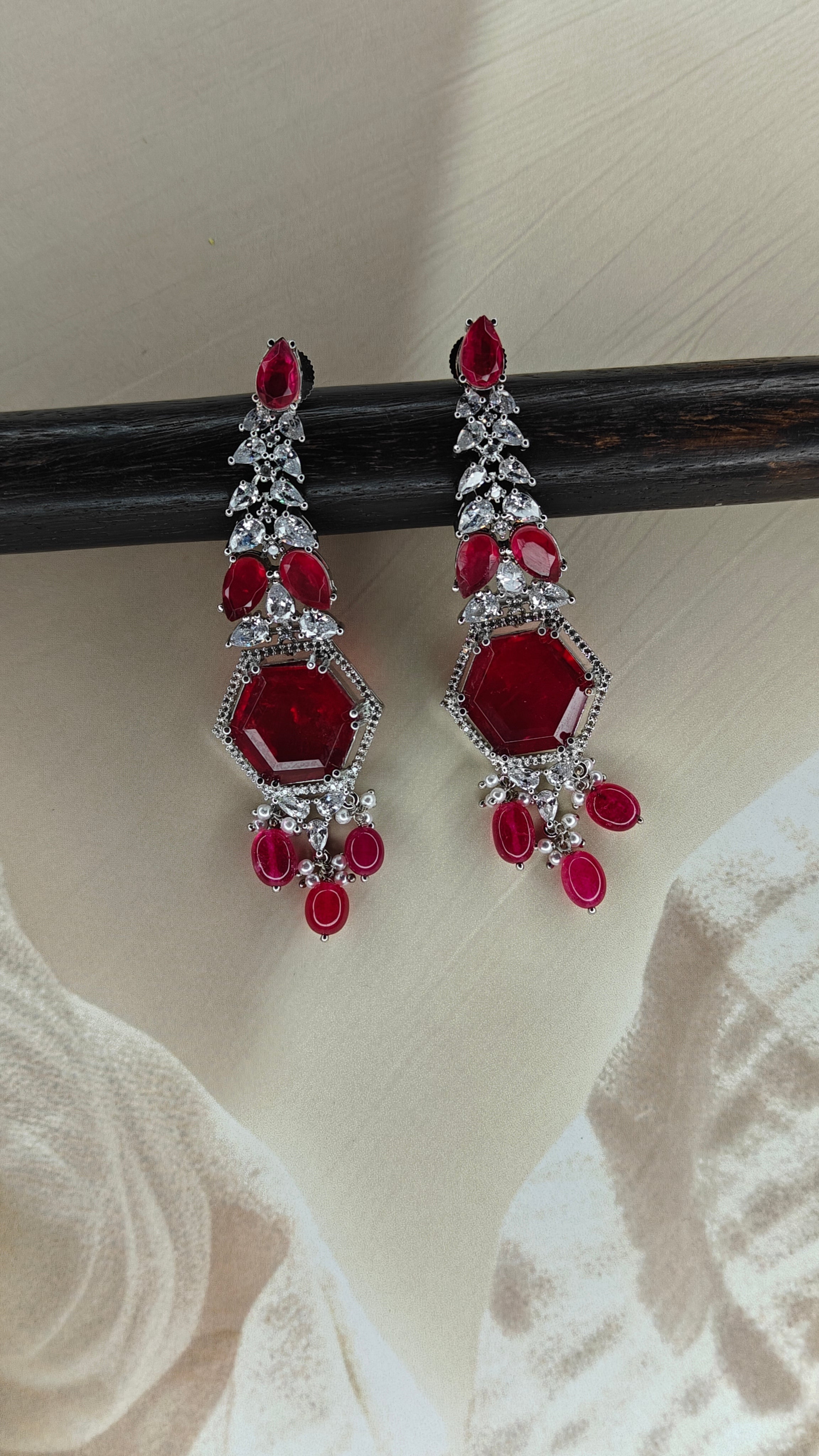 Ruby Lab Grown Diamond Necklace Set