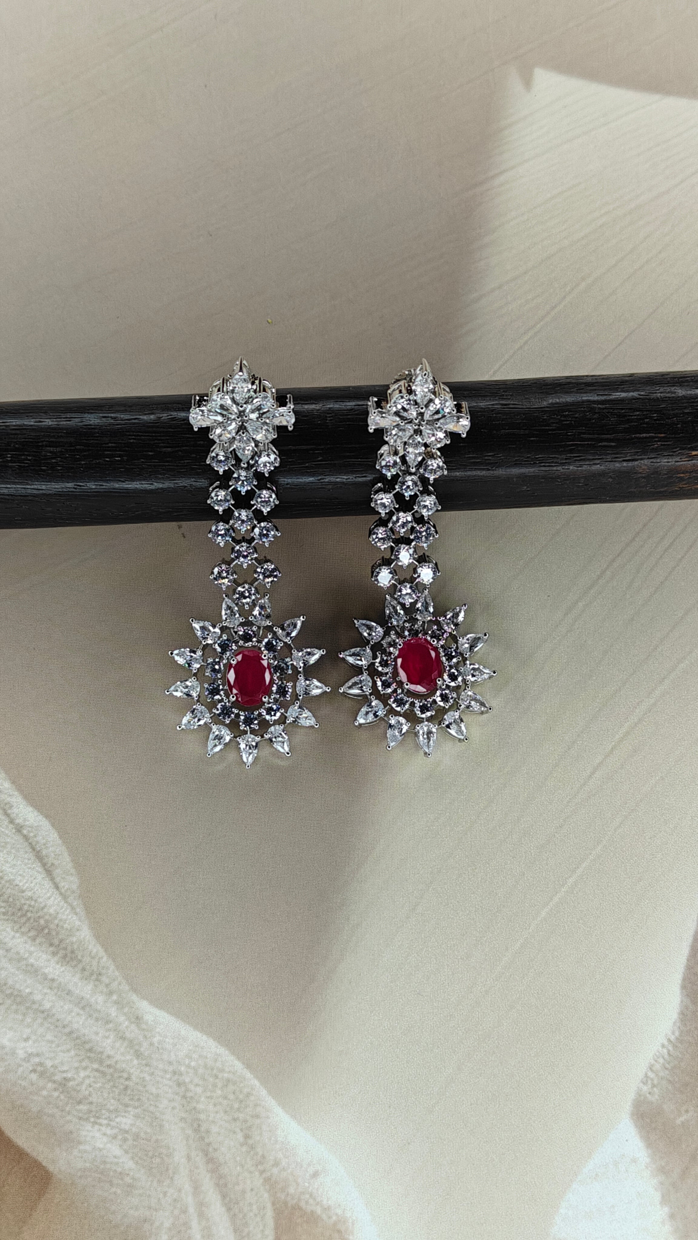 Ruby Lab Grown Diamond Necklace Set 