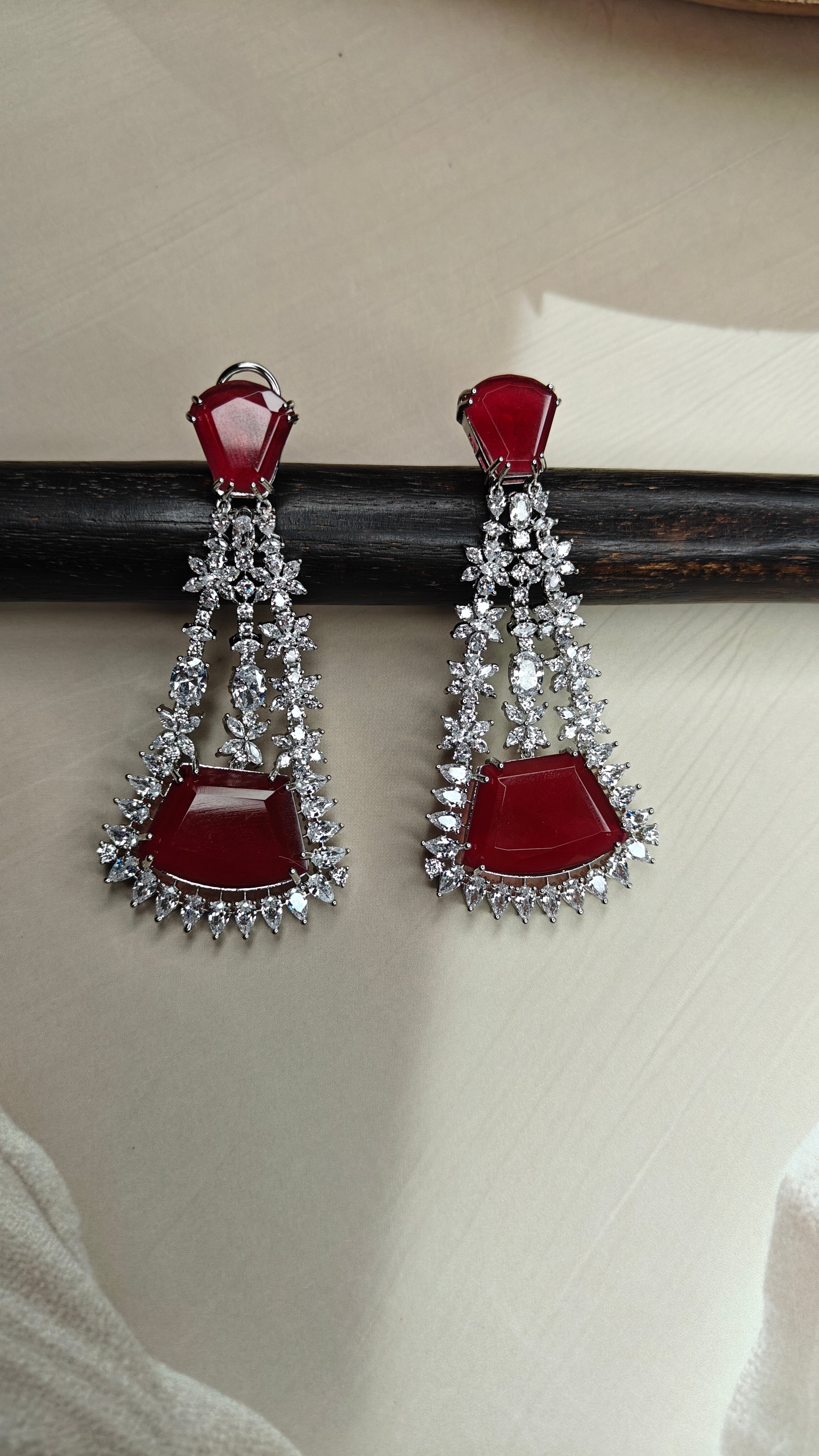 Ruby Lab Grown Diamond Necklace Set 